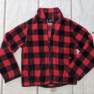 EUC Kids Flannel Jacket Black & Red Buffalo Check